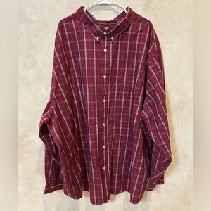 KingSize 6x Men's Red Plaid button down Shirt